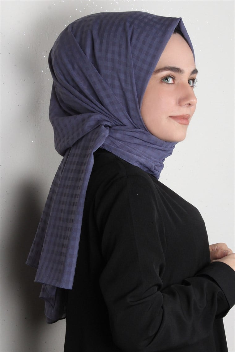 Trend Kare Desen Şal 1437-14 İndigo