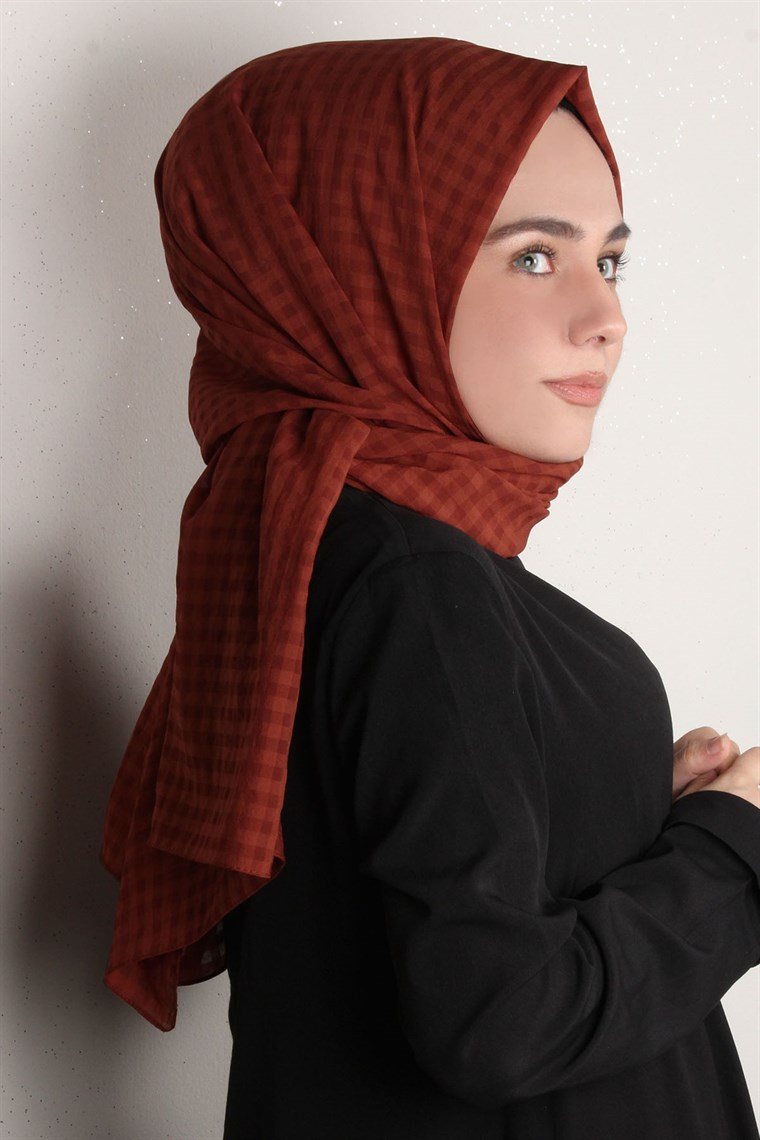 Trend Kare Desen Şal 1437-2 Kiremit