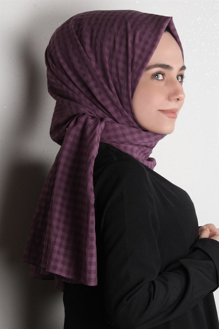 Trend Kare Desen Şal 1437-5 Leylak