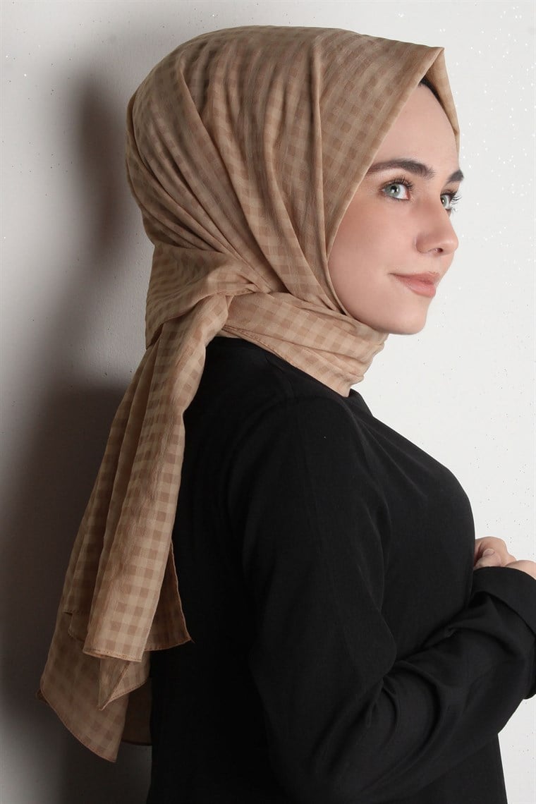 Trend Kare Desen Şal 1437-9 Camel