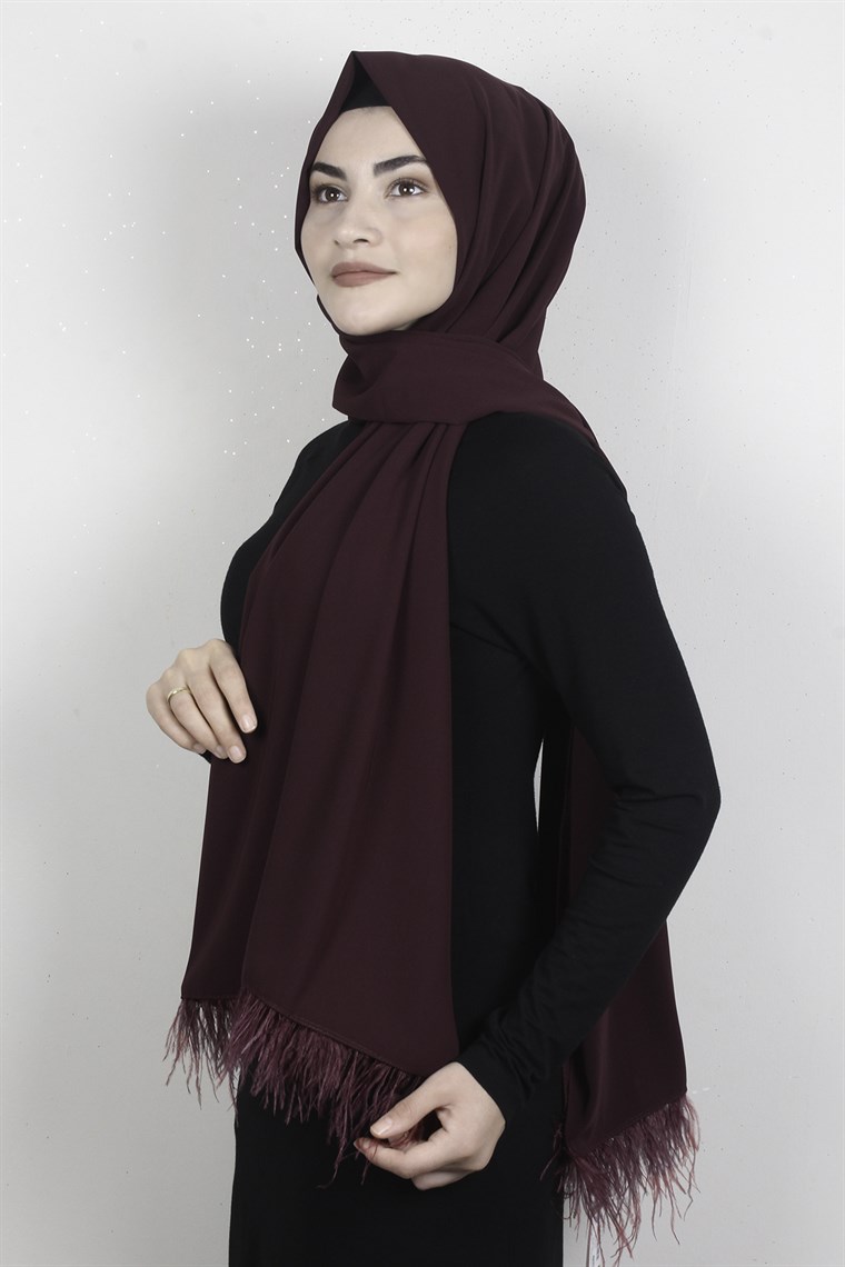 Tüylü Şal 1479-11 Bordo