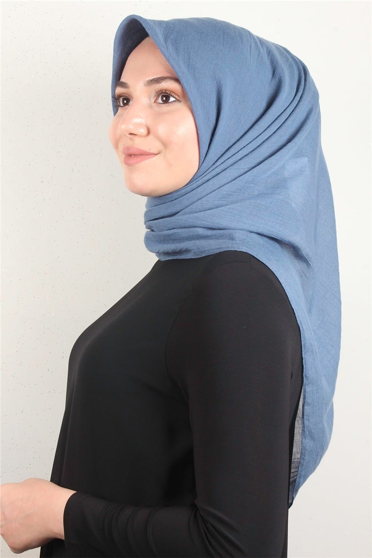 Yonca Pamuk Caz Eşarp 4652-7 İndigo