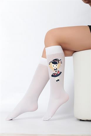 Alara Aks. Çocuk Mycro Dizaltı Çorap BEYAZ