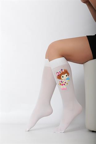 Ayben Aks. Mikro Çocuk Dizaltı Çorap BEYAZ