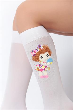 Ayben Aks. Mikro Çocuk Dizaltı Çorap BEYAZ