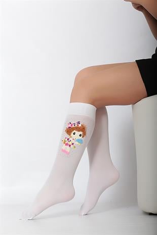 Ayben Aks. Mikro Çocuk Dizaltı Çorap BEYAZ