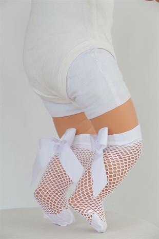BEBEK PESCA ARKASI FİYONK DİZALTI ÇORAP BEYAZ