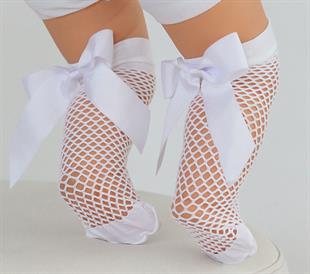 BEBEK PESCA ARKASI FİYONK DİZALTI ÇORAP BEYAZ