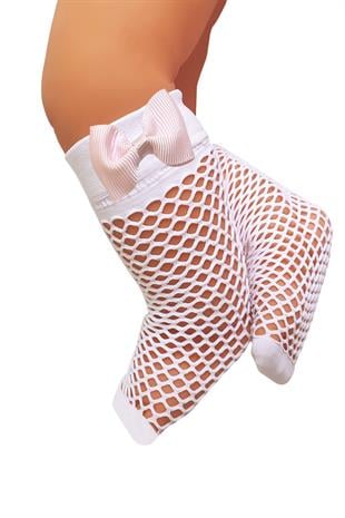 Bebek Pesca File Fiyonklu Dizaltı Çorap BEYAZ