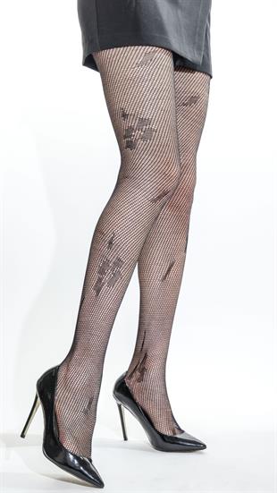 ÇİÇEK DANTEL KADIN KÜLOTLU ÇORAP SİYAH