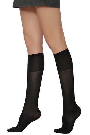 Comfort Lastiği Sıkmayan Dizaltı Çorap SİYAH