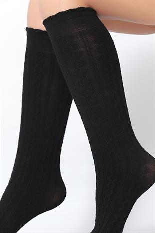 Dafne Viskon Çocuk Dizaltı Çorap SİYAH