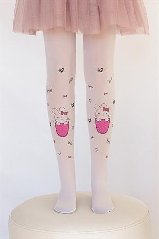 Elçin Çocuk Külotlu Çorap BEYAZ-PEMBE