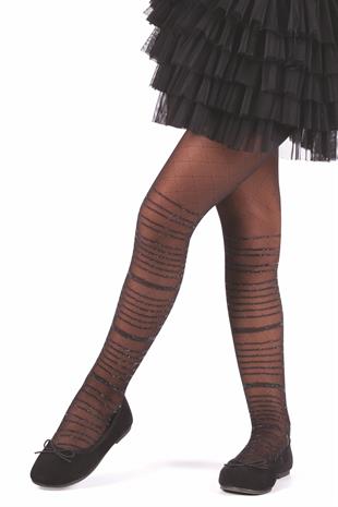 Işıl Simli Çocuk Külotlu Çorap SİYAH