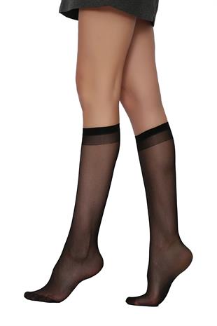 Klasik 15 Mat Lycrasız Dizaltı Çorap SİYAH