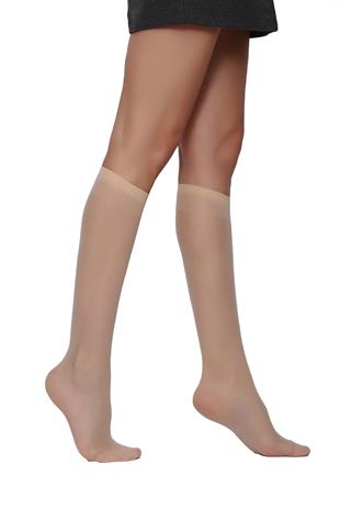 Klasik 15 Mat Lycrasız Dizaltı Çorap NATUREL