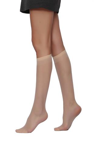 Klasik 15 Mat Lycrasız Dizaltı Çorap NATUREL