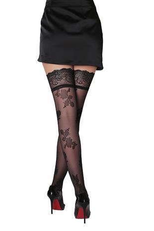 Lisa Silikonlu Dantelli Jartiyer Çorap SİYAH