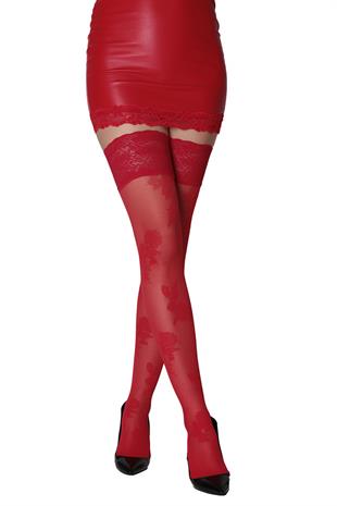 Lisa Silikonlu Dantelli Jartiyer Çorap KIRMIZI