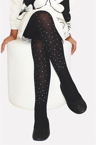 Mikro 50 Taşlı Çocuk Külotlu Çorap SİYAH