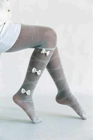 MİNE AKSESUARLI ÇOCUK KÜLOTLU ÇORAP KEMİK