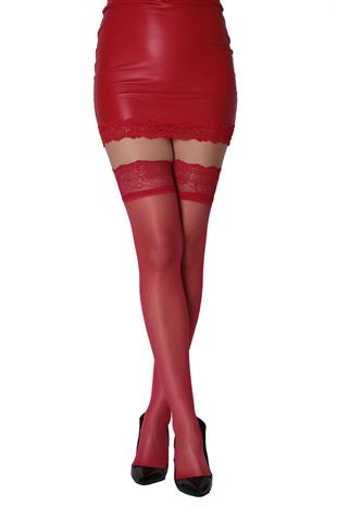 Party 15 Silikonlu Dantelli Jartiyer Çorap KIRMIZI