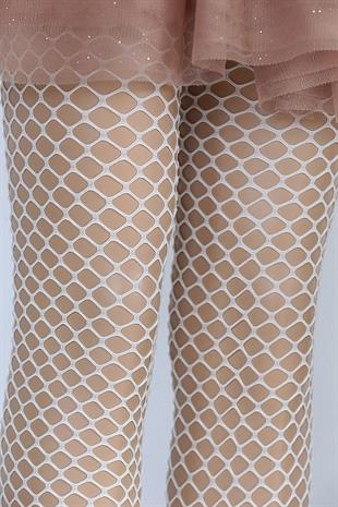 Pesca File Çocuk Külotlu Çorap KEMİK