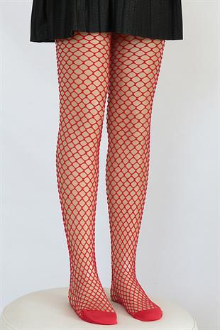 Pesca File Çocuk Külotlu Çorap KIRMIZI