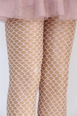 Pesca File Çocuk Külotlu Çorap PEMBE