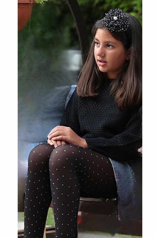 PUNTOSİM TAÇLI ÇOCUK KÜLOTLU ÇORAP SİYAH