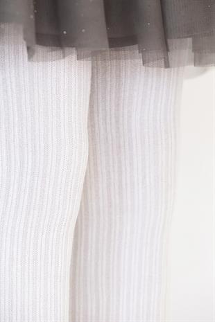 Rib Viskon Çocuk Külotlu Çorap  BEYAZ