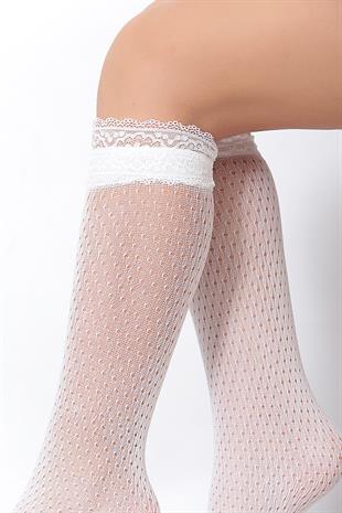 Romina Dantelli Çocuk Dizaltı çorap BEYAZ