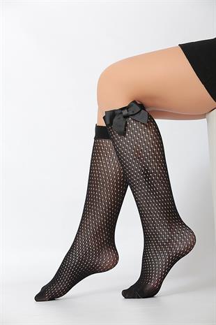 Romina Fiyonklu Çocuk Dizaltı Çorap SİYAH