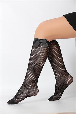 Romina Fiyonklu Çocuk Dizaltı Çorap SİYAH