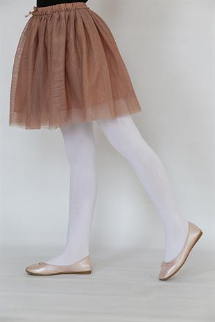 Saten 80 Çocuk Külotlu Çorap BEYAZ