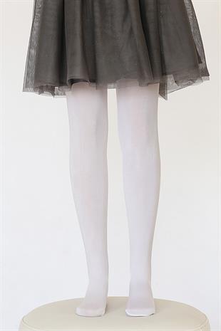 Saten 80 Çocuk Külotlu Çorap BEYAZ