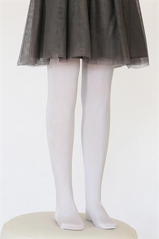 Saten 80 Çocuk Külotlu Çorap BEYAZ