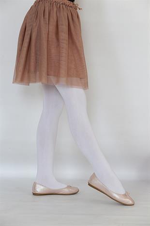 Saten 80 Çocuk Külotlu Çorap BEYAZ