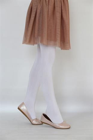 Saten 80 Çocuk Külotlu Çorap BEYAZ