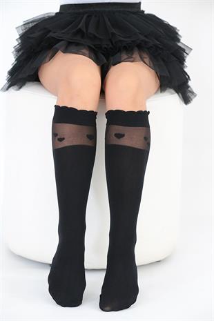 SEVGİ ÇOCUK DİZALTI ÇORAP SİYAH