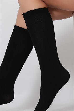 Soft Viskon Çocuk Dizaltı Çorap SİYAH