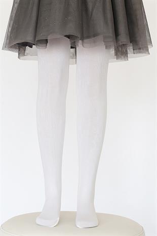 Soft Viskon Çocuk Külotlu Çorap BEYAZ