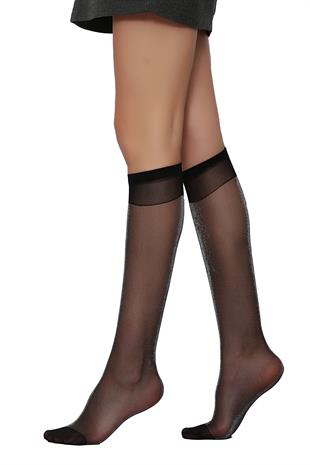 Sun Simli Dizaltı Çorap SİYAH-GÜMÜŞ
