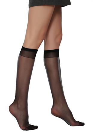 Sun Simli Dizaltı Çorap SİYAH-GÜMÜŞ