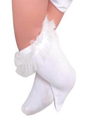 Tütü Bebek Viskon Dizaltı Çorap BEYAZ