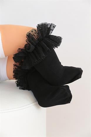 Tütü Bebek Viskon Dizaltı Çorap SİYAH