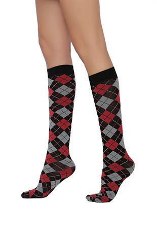 Veron Dizaltı Çorap SİYAH-KIRMIZI-GRİ