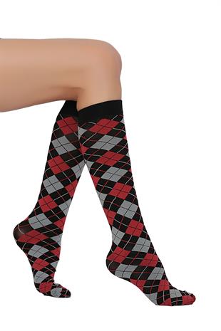 Veron Dizaltı Çorap SİYAH-KIRMIZI-GRİ