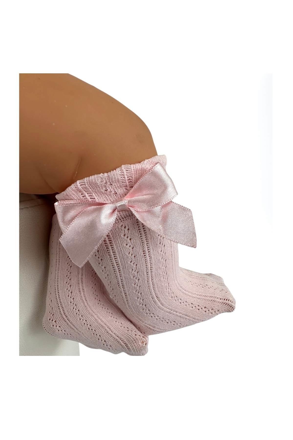 AYLİN AKSESUARLI BEBEK DİZALTI ÇORAP PEMBE