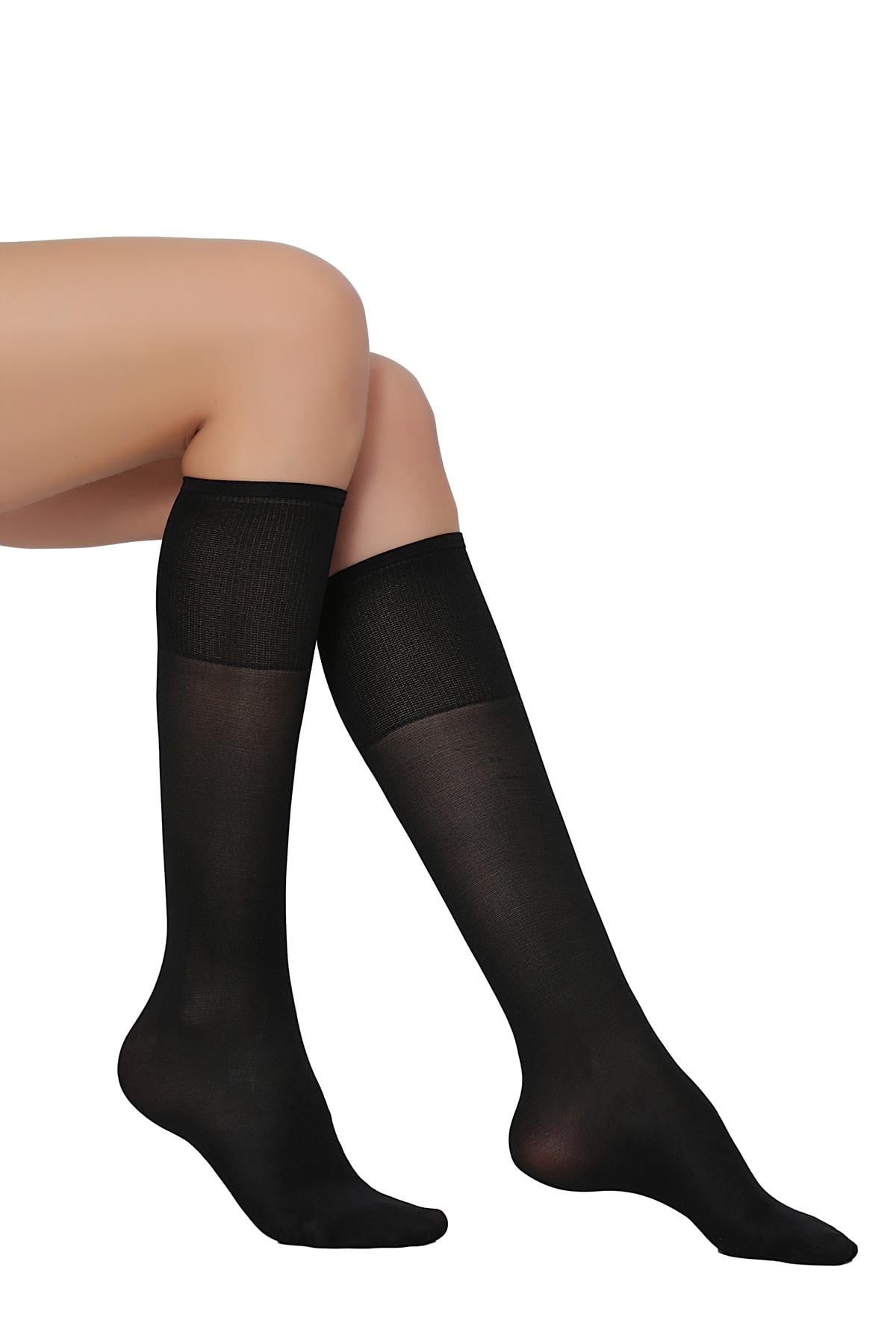 Comfort Lastiği Sıkmayan Dizaltı Çorap SİYAH
